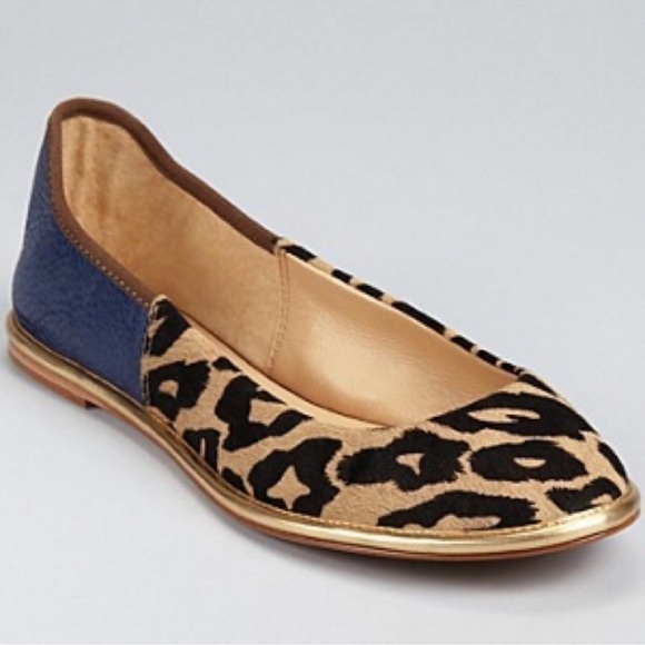 DVF Navy and Leopard Botswana Ballet Flats - Picture 1 of 10